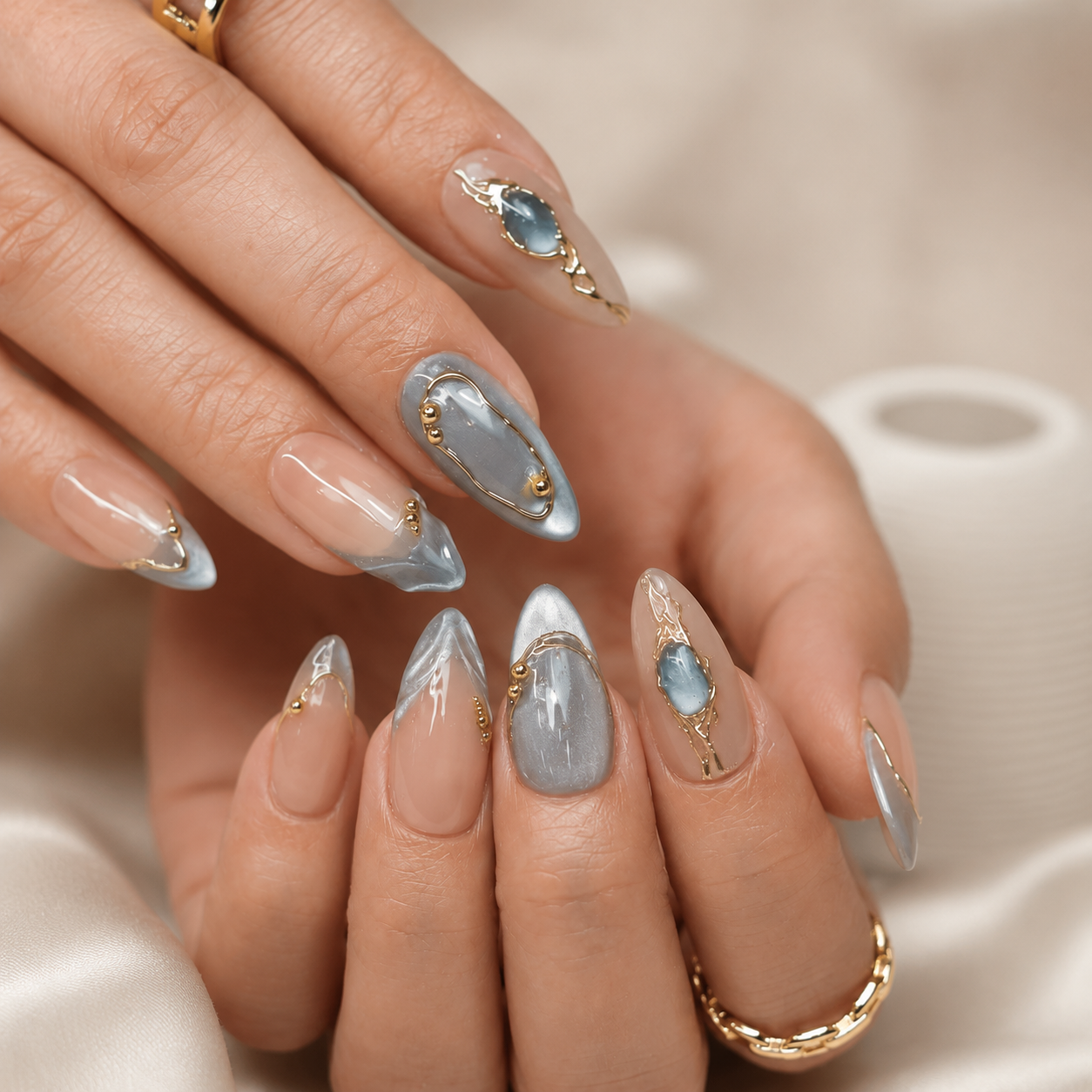 Elegant manicure with gold accents