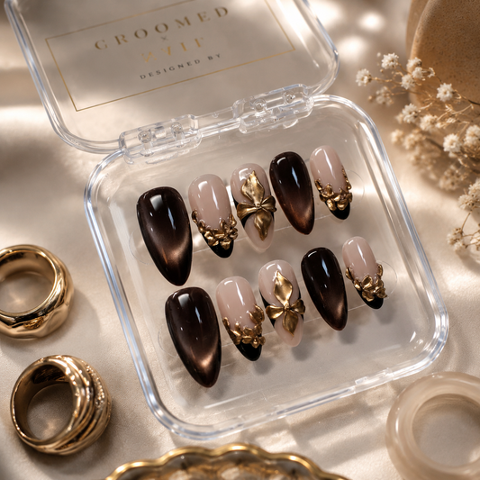 Brown Cat-Eye Nails