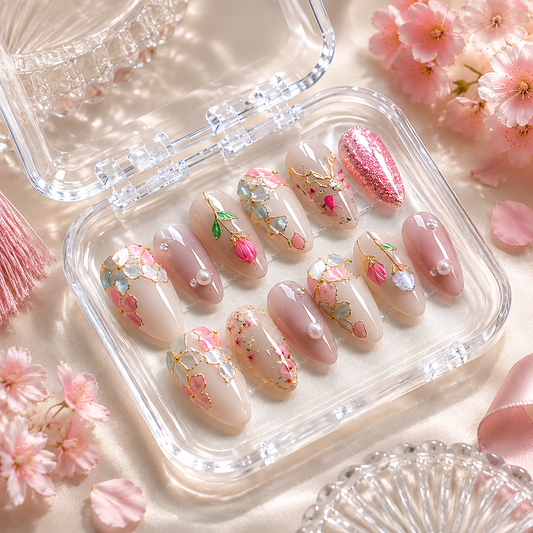 Pastel Mosaic Floral Nails