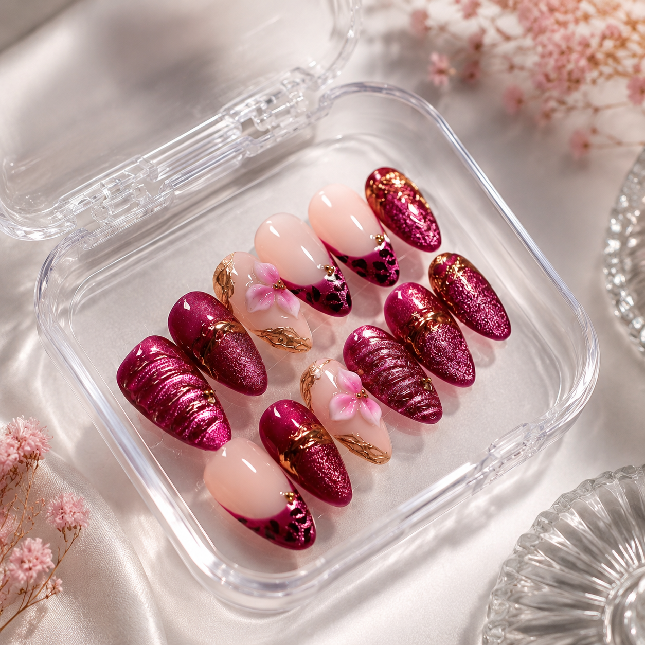 Magenta French Nails